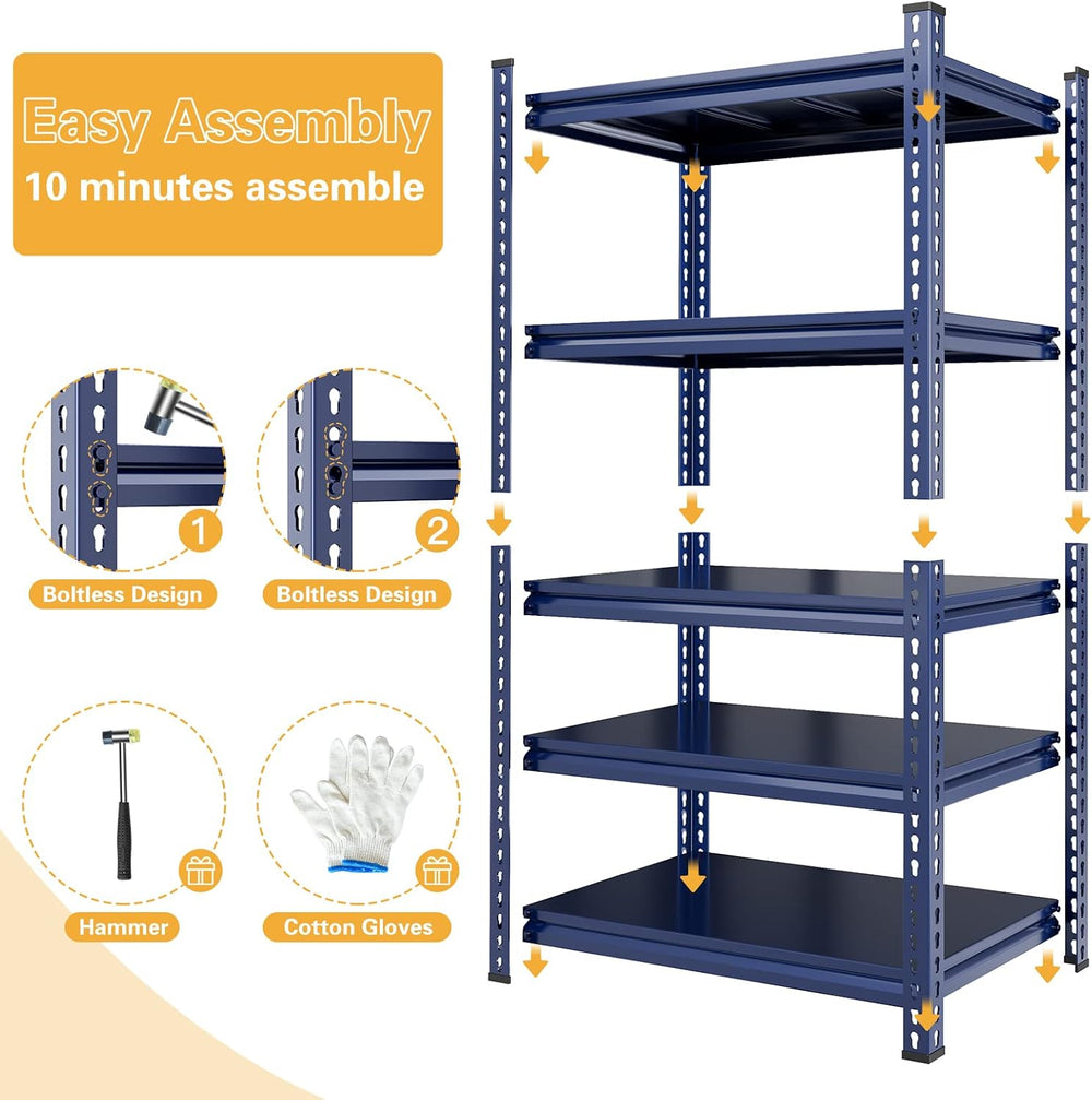 REIBII Garage Shelving 2000 LBS Storage Shelves Heavy Duty Metal Shelving Uni...