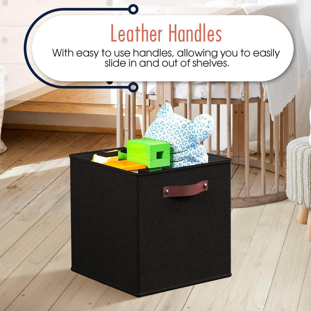 Ornavo Home 13x13 Foldable Fabric Storage Cube Bins, 6 Pack, Black