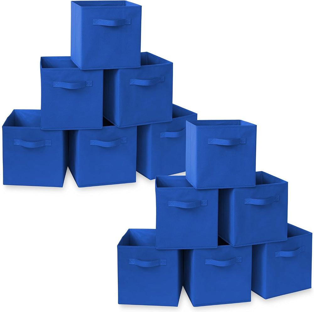 Casafield Set of 12 Collapsible Fabric Cube Storage Bins, Royal Blue - 11&quo...