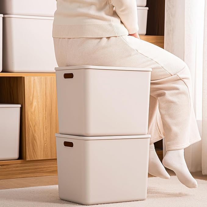 Plastic Storage Bins with lids, Storage Baskets, Container with handle