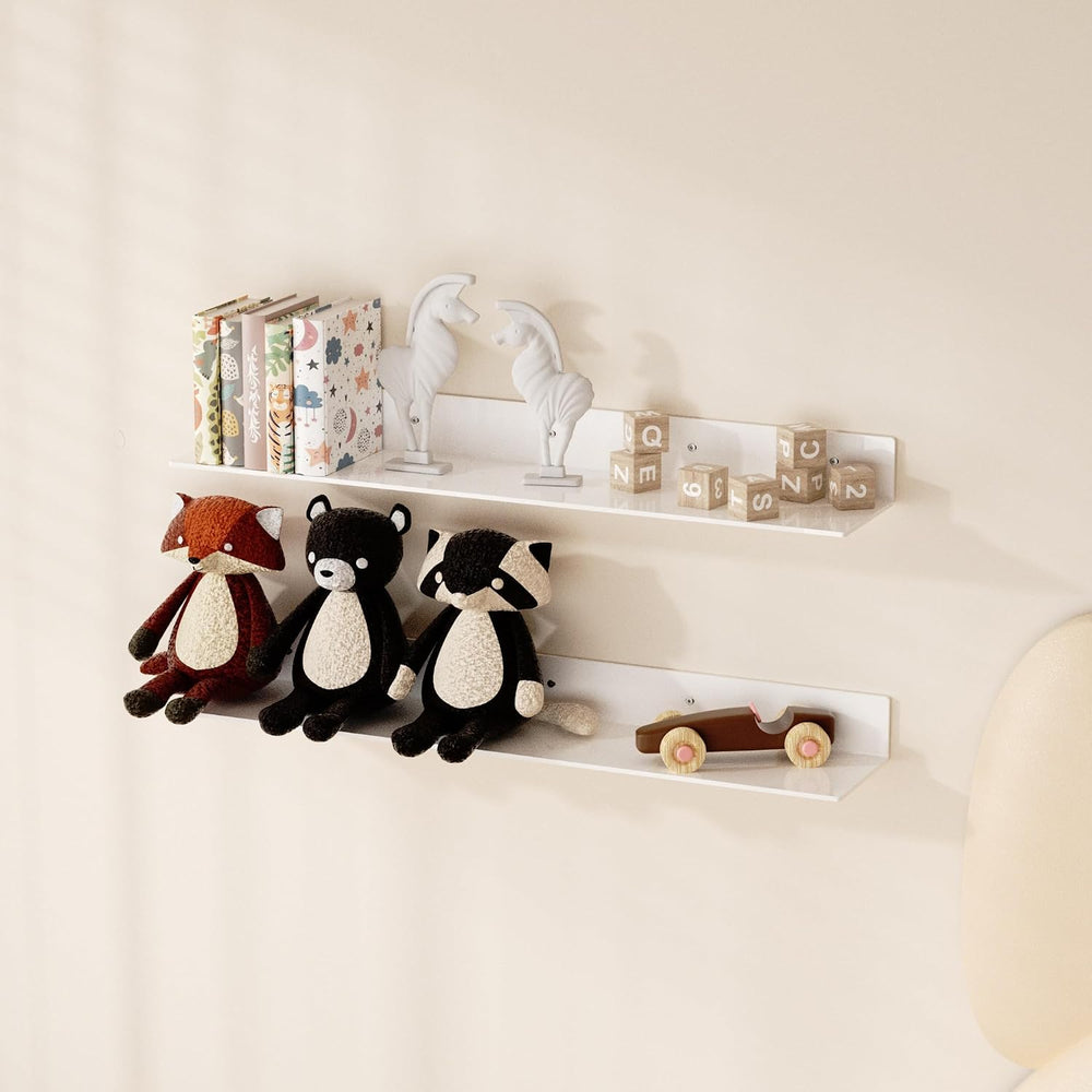 Sezanrpt 30 Inch White Floating Shelves for Wall Décor, Acrylic Storage Wall ...