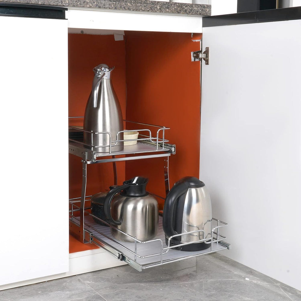 VEVOR Pull Out Cabinet Organizer, 14" Wx21.2 Dx15.2 H Heavy 2 Tier Duty ...