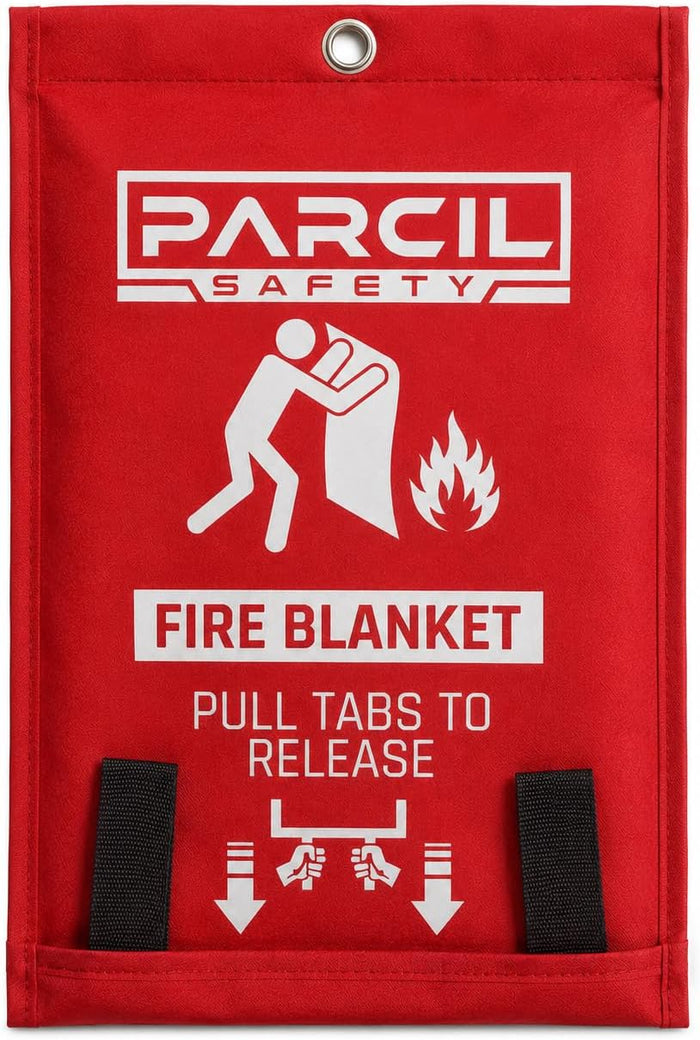 Parcil Distribution PD-452 Emergency Fire Blanket Car Emergency Kit Fire Extinguisher for Home & Kitchen, Woven Fiberglass Household Essentials, Chemical Free, No Mess, Heat Resistant Blanket, Large