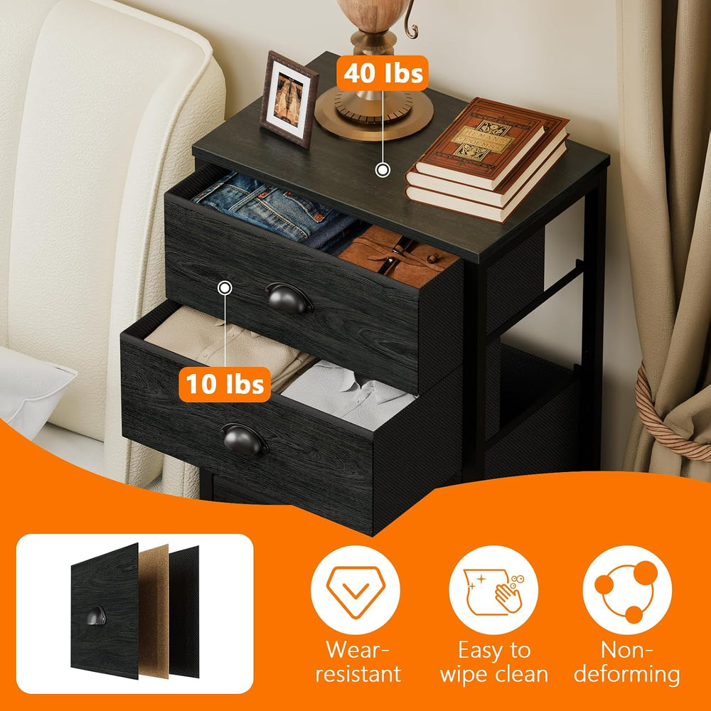 Furnulem Black Dresser for Bedroom, Tall Fabric Chest of Drawers