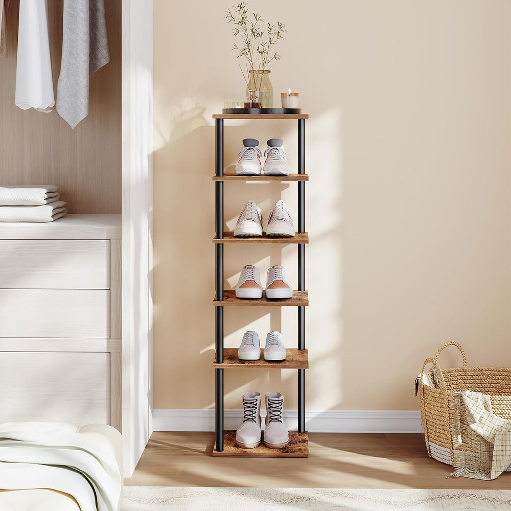 HOOBRO Vertical Shoe Rack, 6-Tier Narrow Shoe Shelf, Shoe Storage Organizer f...