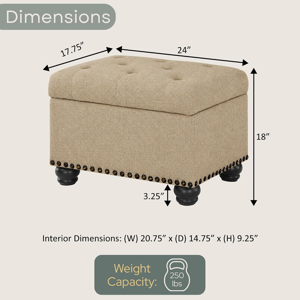 Convenience Concepts Designs4Comfort 5th Avenue Storage Ottoman 24" - Co...