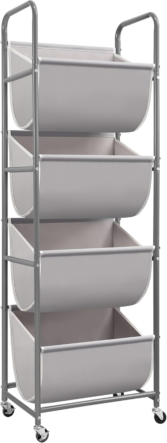 STORAGE MANIAC Vertical Rolling Laundry Hamper, 4 Section Laundry Sorter with...