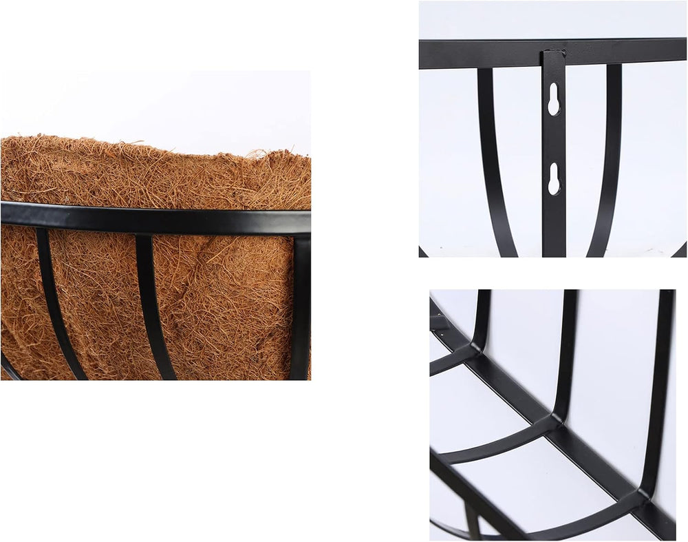 30 Inch Window Box Planters 2 Pack with Coco Liners, Rustproof Metal Hanging ...