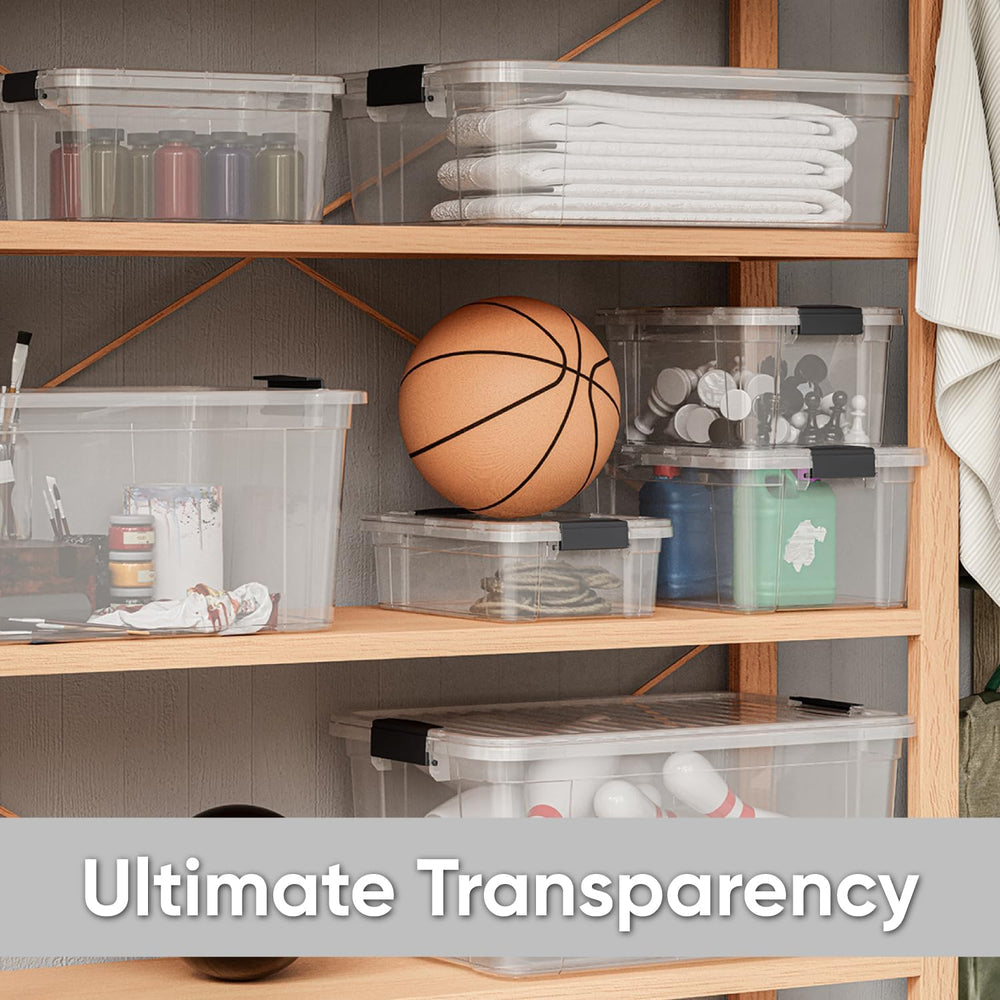 Superio Storage Bins with Lids, Clear Plastic Containers for Organizing, Stac...