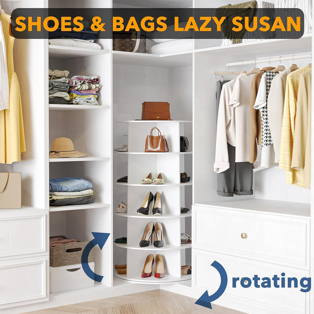 SpaceAid 5 Tier Rotating Shoe Rack Tower, Spinning Shoe Display Lazy Susan, R...