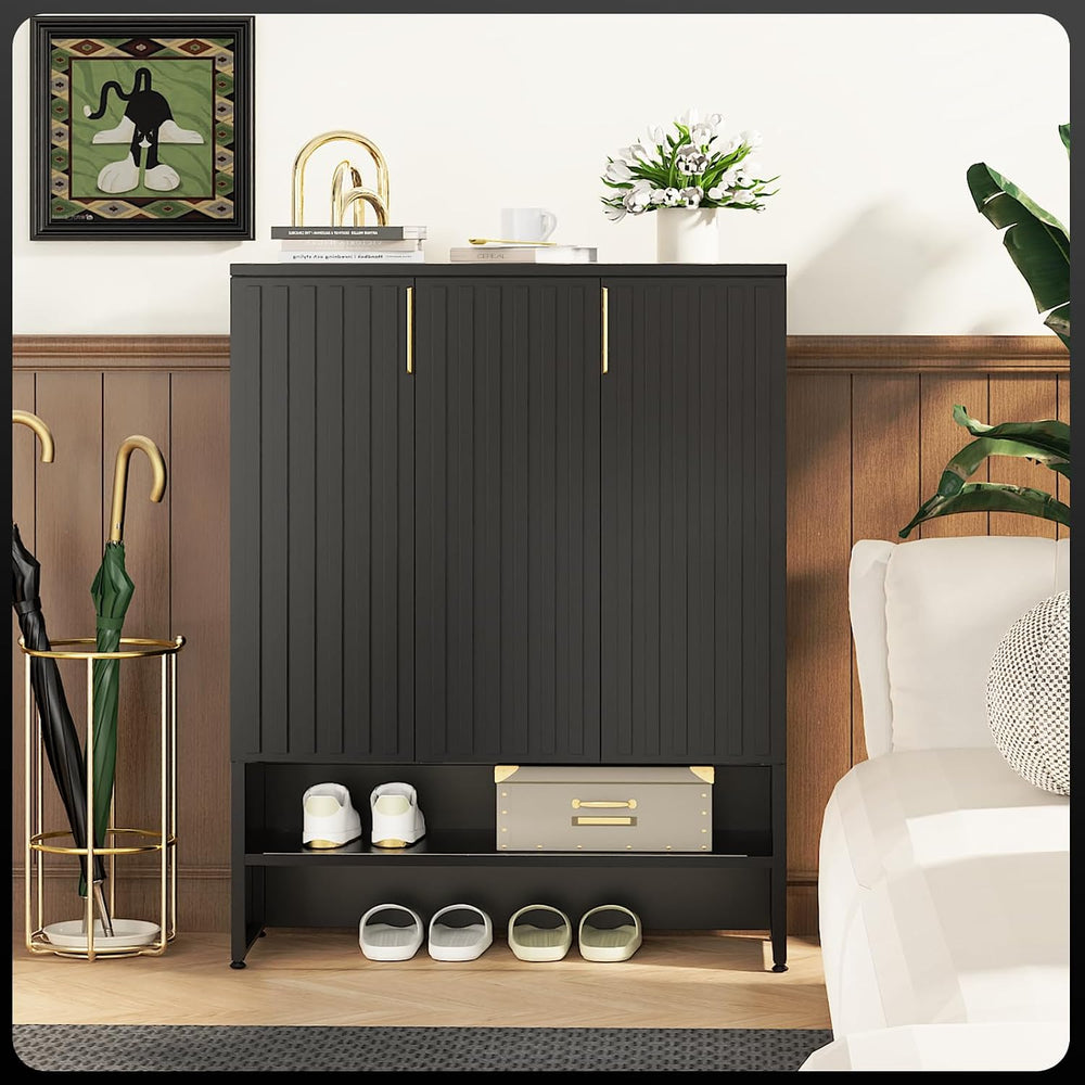 Eltean Metal Shoe Cabinet with Doors,47''Tall 6-Tier Shoe Storage Cab...