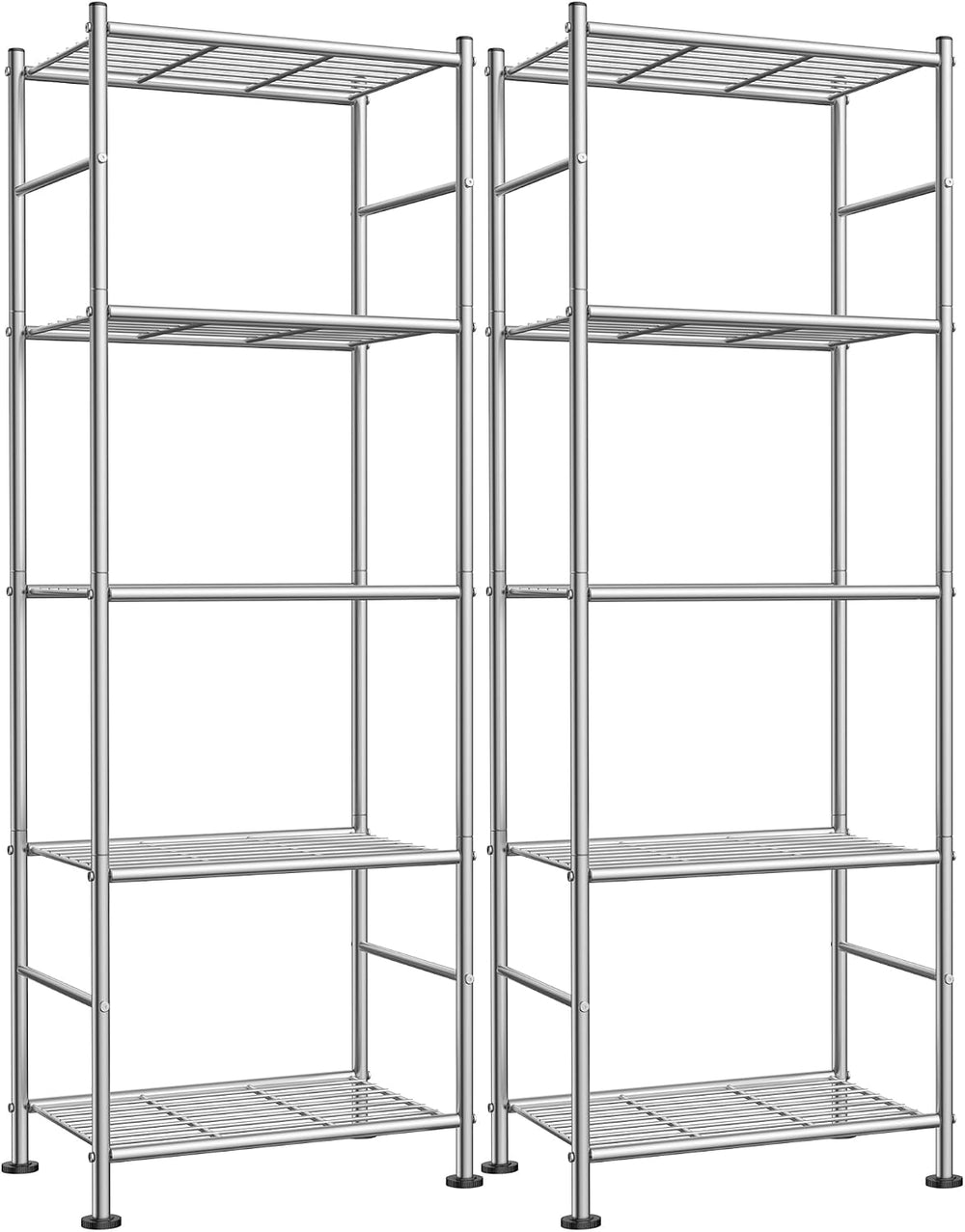 Sakugi Storage Shelves - Set of 2, 5-Tier Metal Shelf Organizer, Space-Saving...