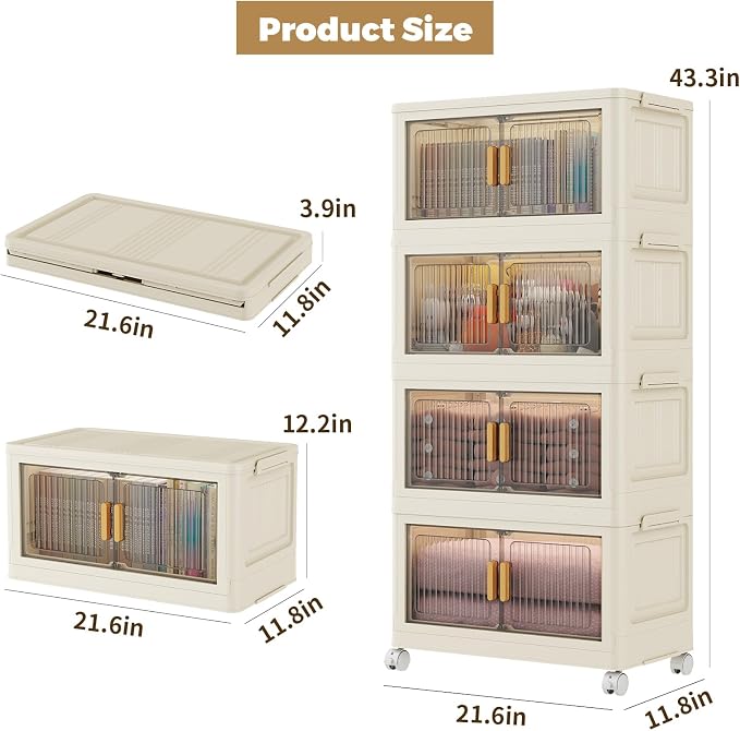 4 Tier Stackable Plastic Storage Bins