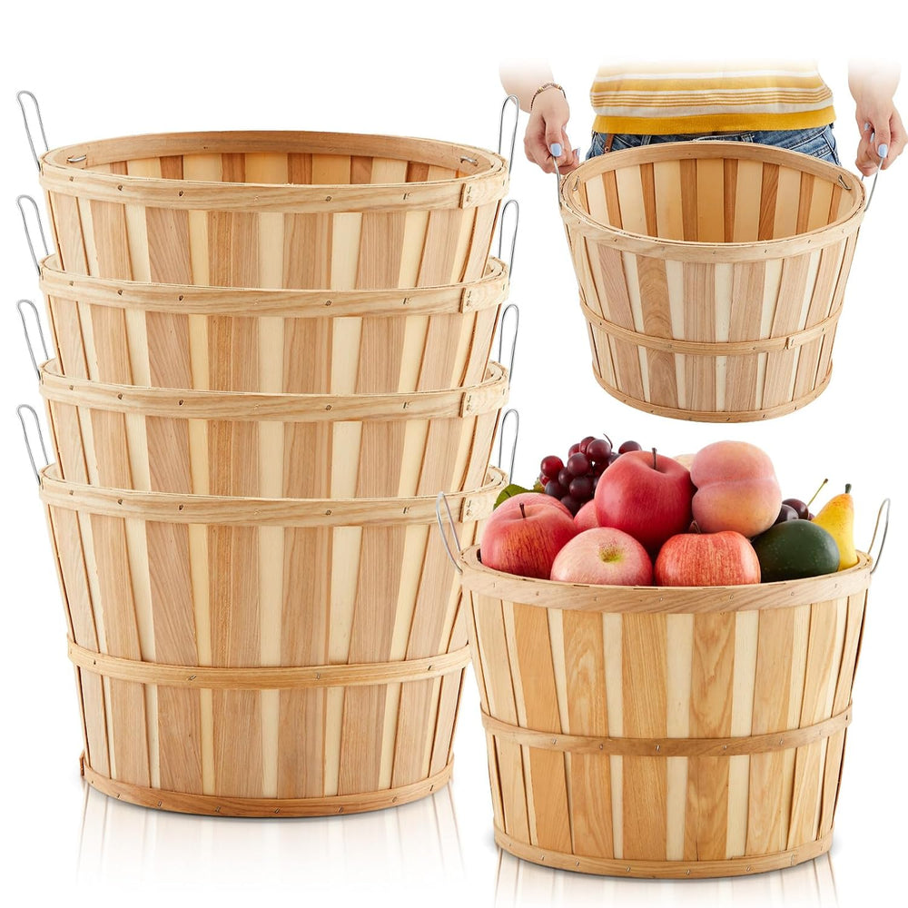 Marsui 14 x 9.5 Inch Large Jumbo Half Bushel Baskets with Handles, 4 Pcs