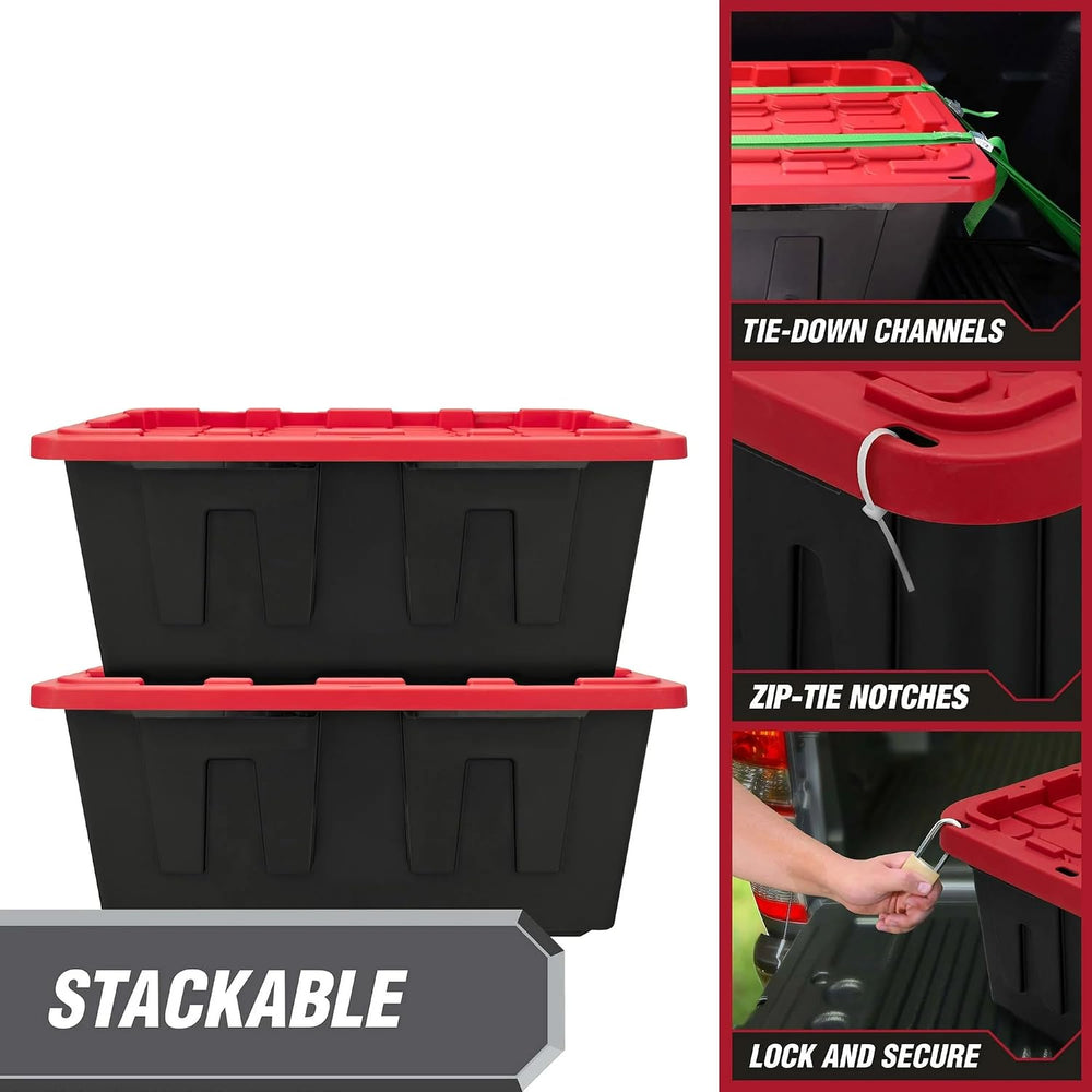 40 Gallon Tote 2 Pack, Heavy Duty Stackable Plastic Storage Bins with Lids, B...