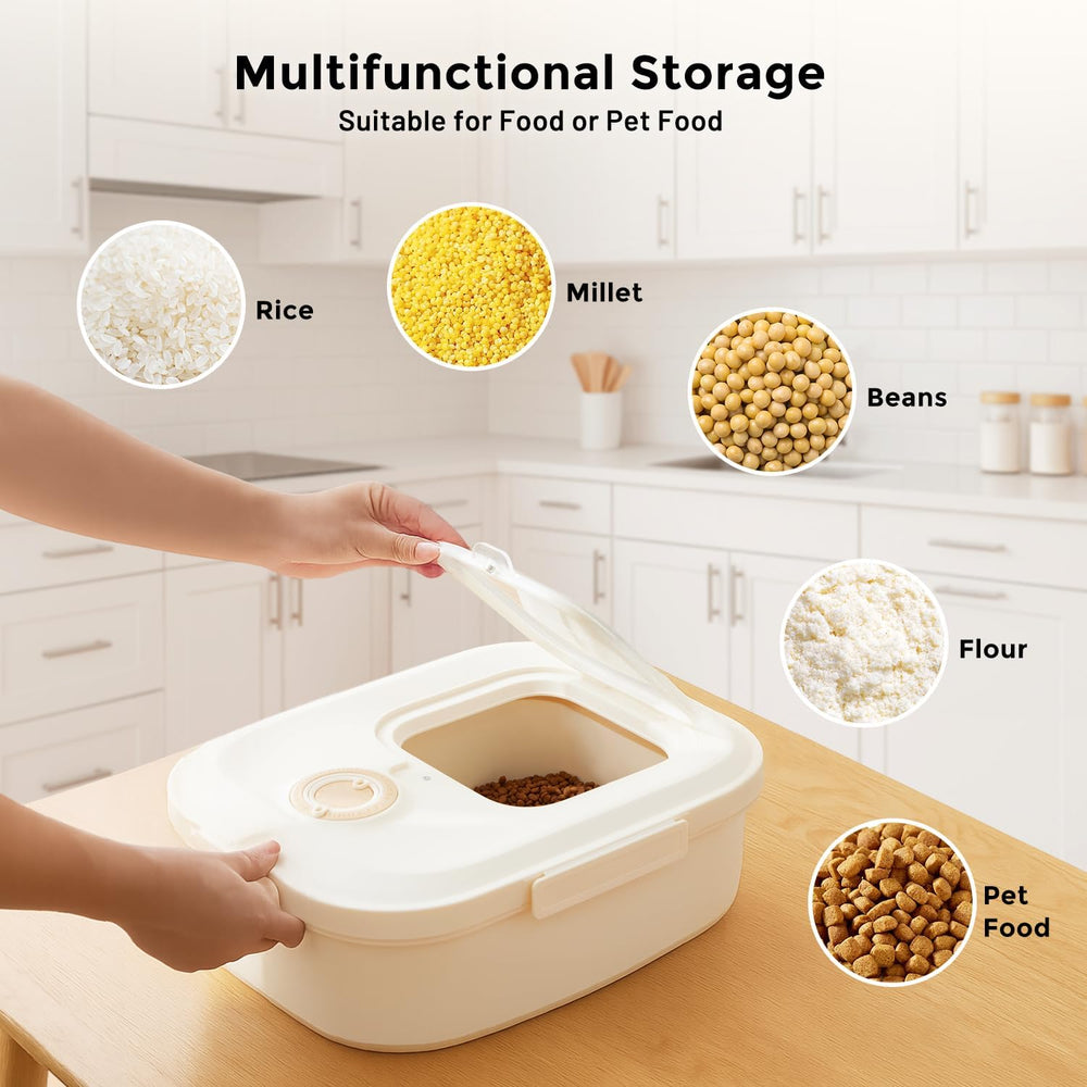 ZOMISIA 40-50lbs Collapsible Dog Food Storage Container with Wheels, Khaki