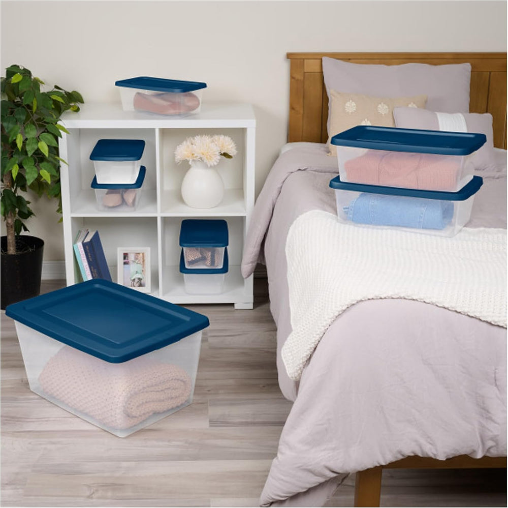 Sterilite Stackable 6 Quart Home Storage Box with Handles and Lid for Efficie...