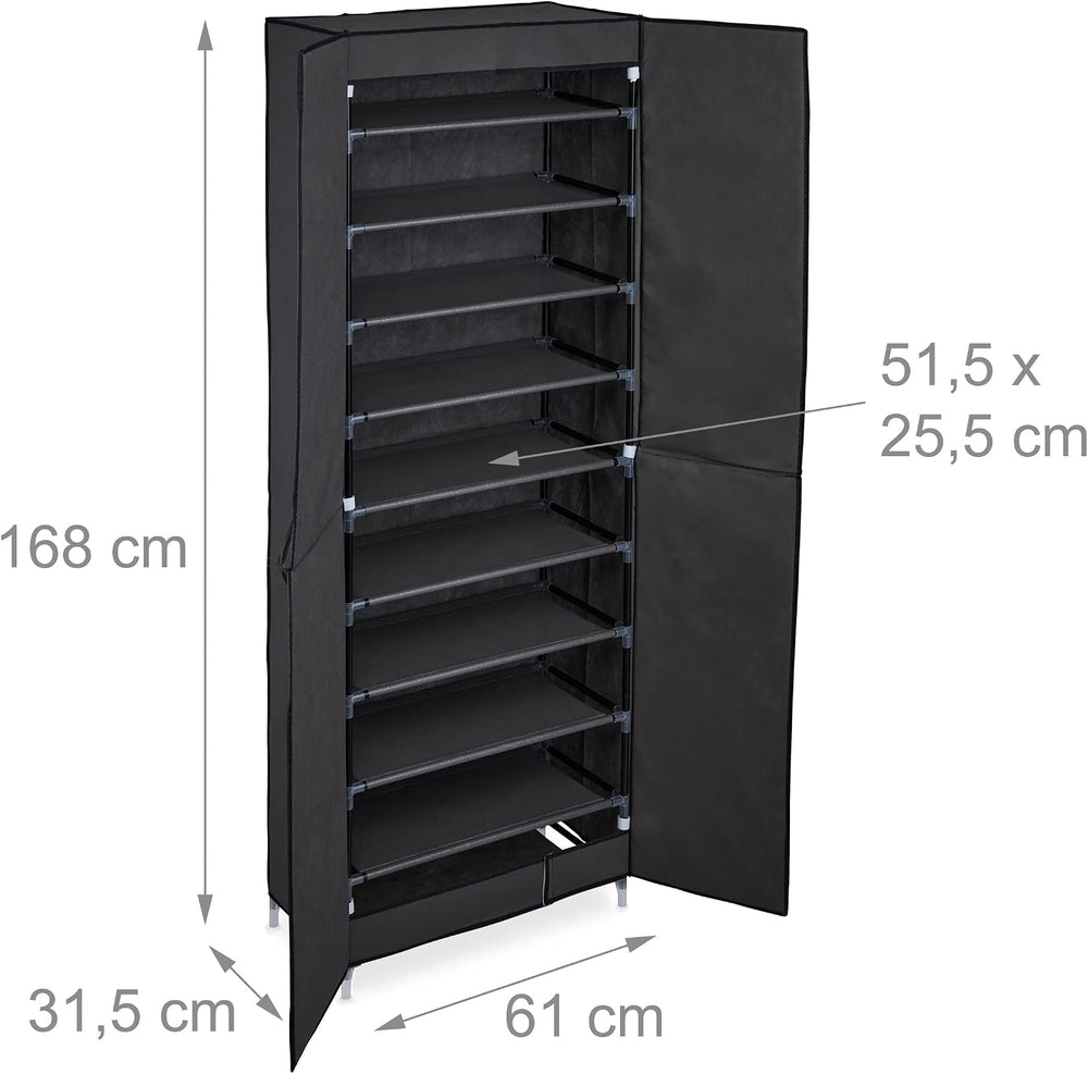 Relaxdays Shoe Cupboard, 30 Pairs of Footwear, Magnetic Doors, Plug-in System...