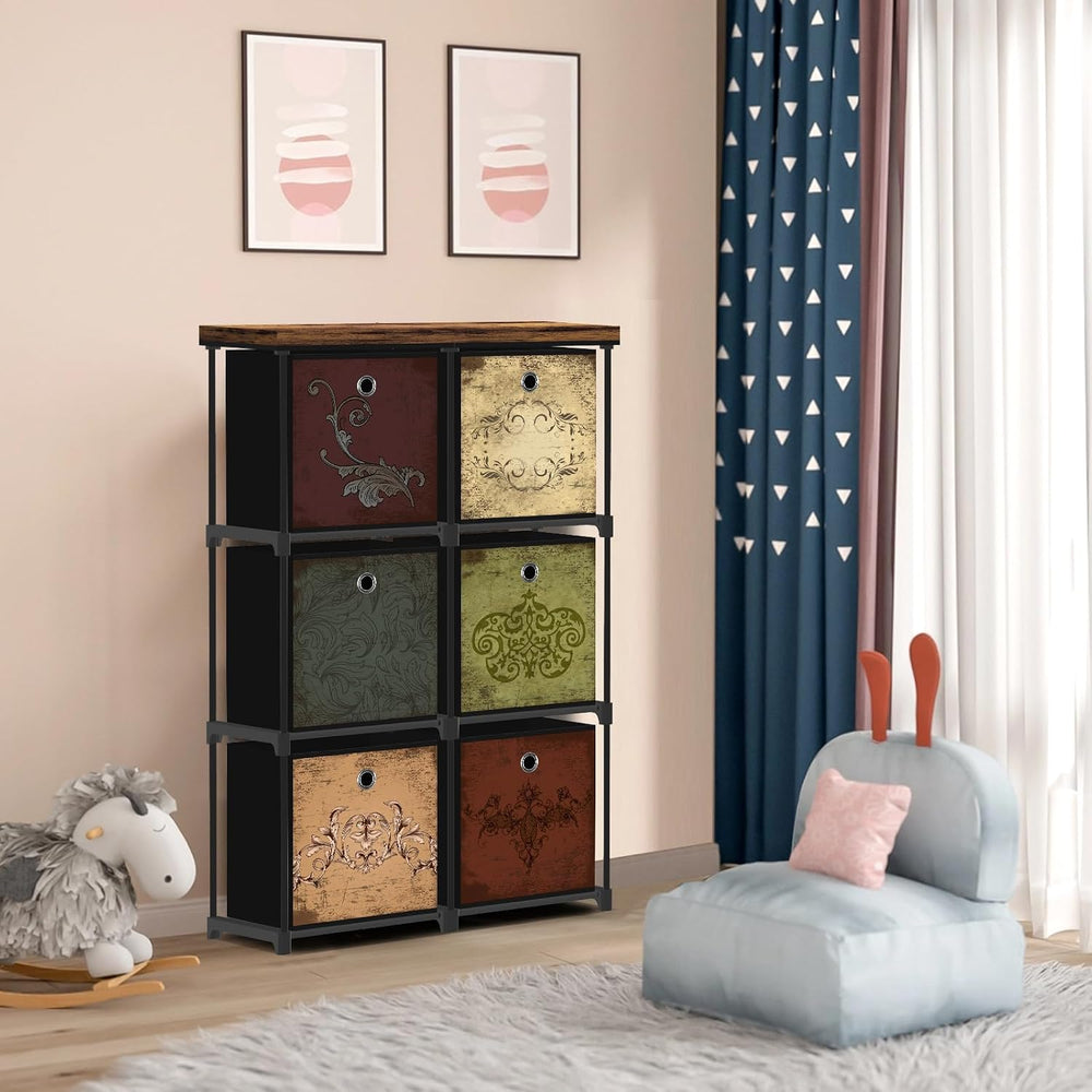 VASICAR Small Fabric Dresser with 6 Drawers, DIY Cube Organizer for Closet