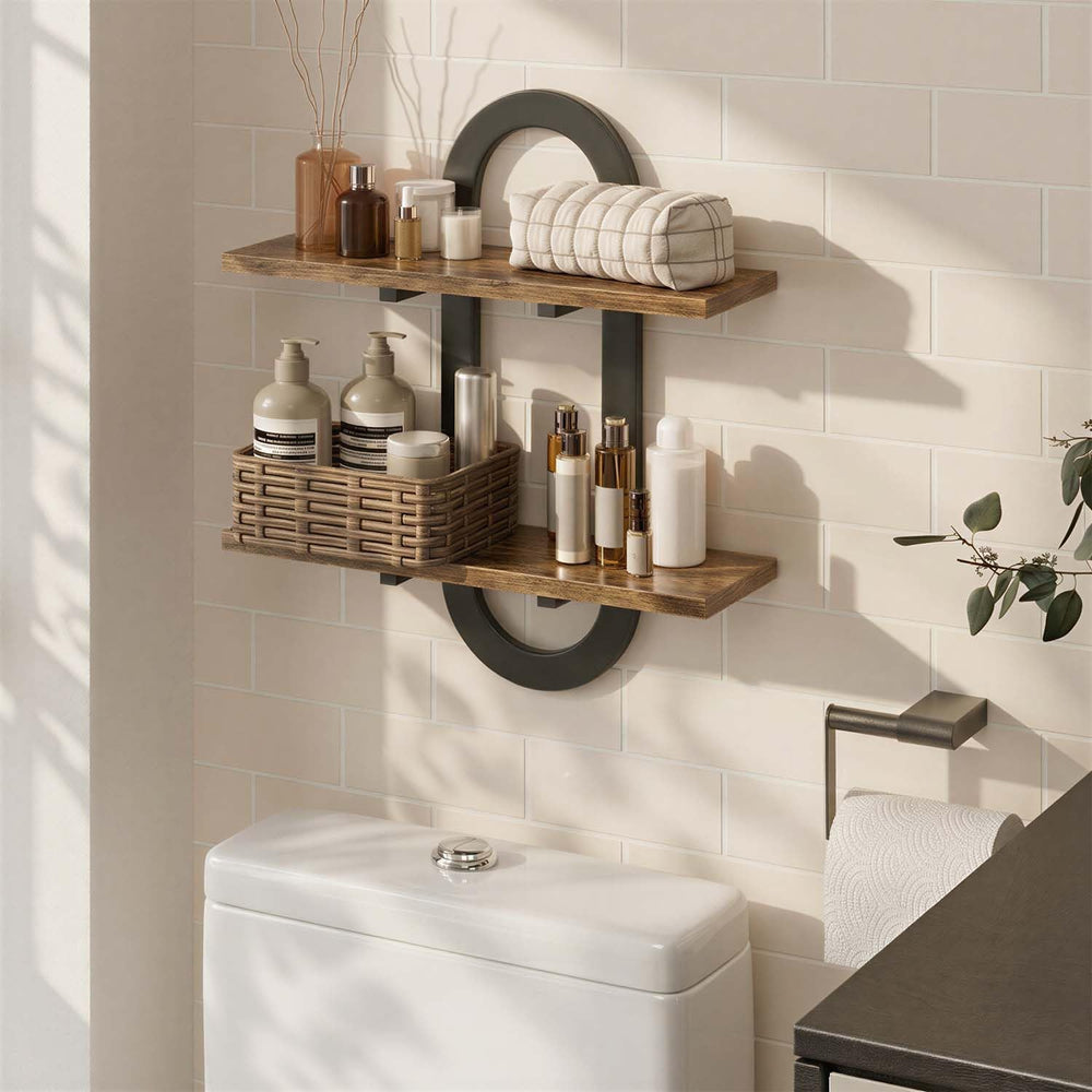 Arched Floating Shelves Set of 2, 15" Vintage Distressed Wall Mounted Sh...
