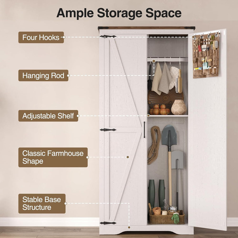 FiveWillowise 69" Tall Storage Cabinet with Adjustable Shelves, Farmhous...