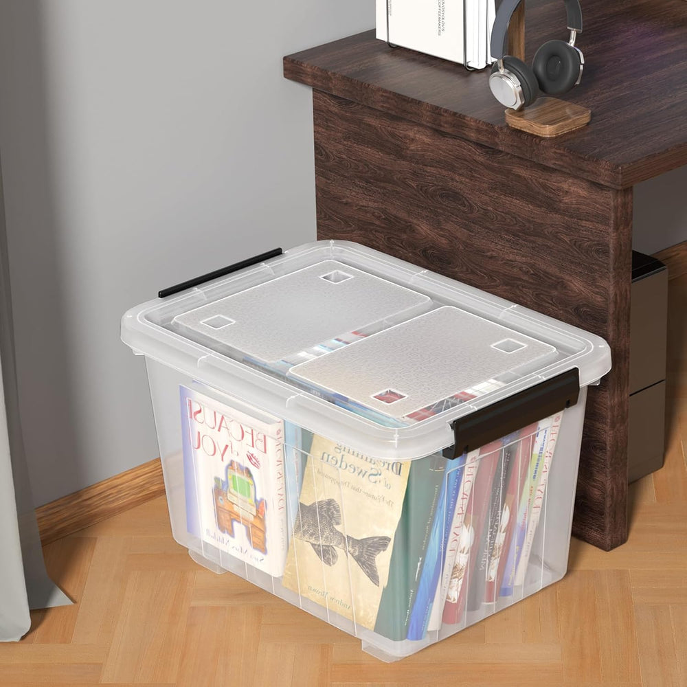 50 Quart Large Clear Plastic Storage Bins with Lids, 4 Packs