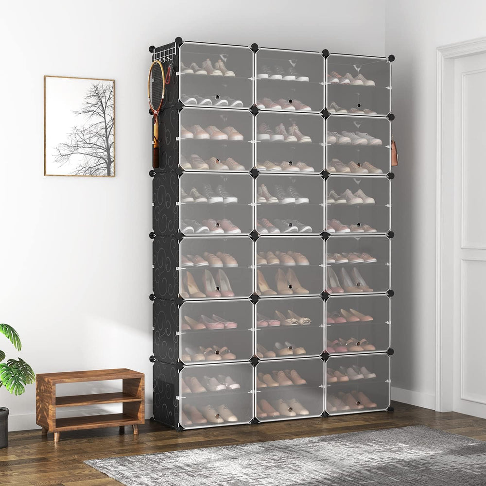 ROJASOP Portable Shoe Rack Organizer, 72 Pairs Covered Shoe Rack Shoe Organiz...