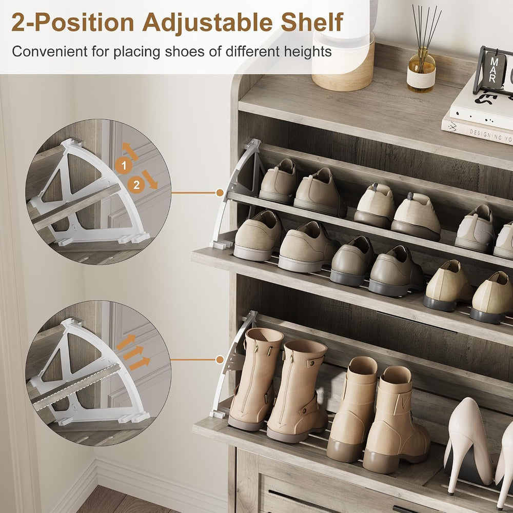 GarveeHome Shoe Cabinet Storage for Entryway, Narrow Shoe Cabinet, Grey