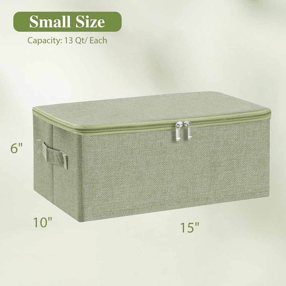 ANMINY Fabric Storage Bins with Zipper Lids, 15"x10"x6", Green...