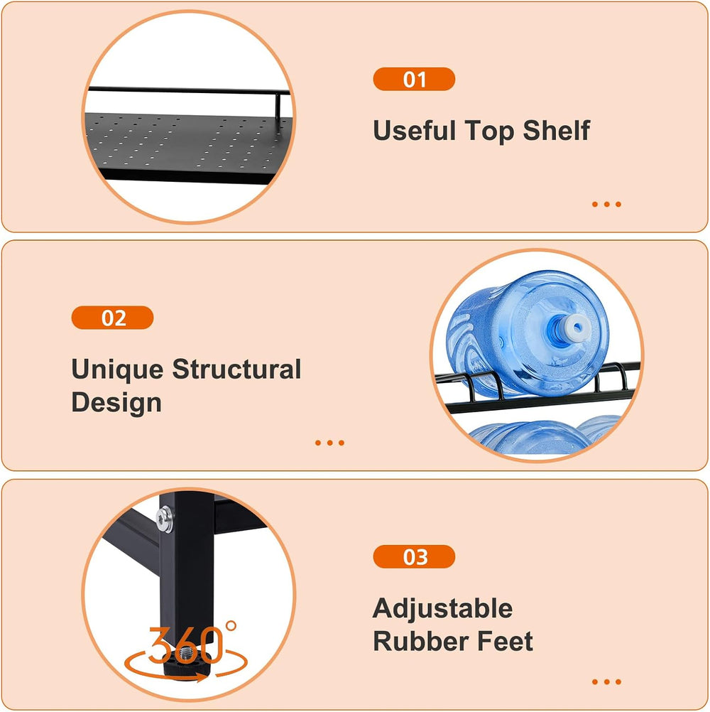 5 Gallon Water Dispenser Jug Holder with Top Shelf Heavy Duty Water Cooler Ju...