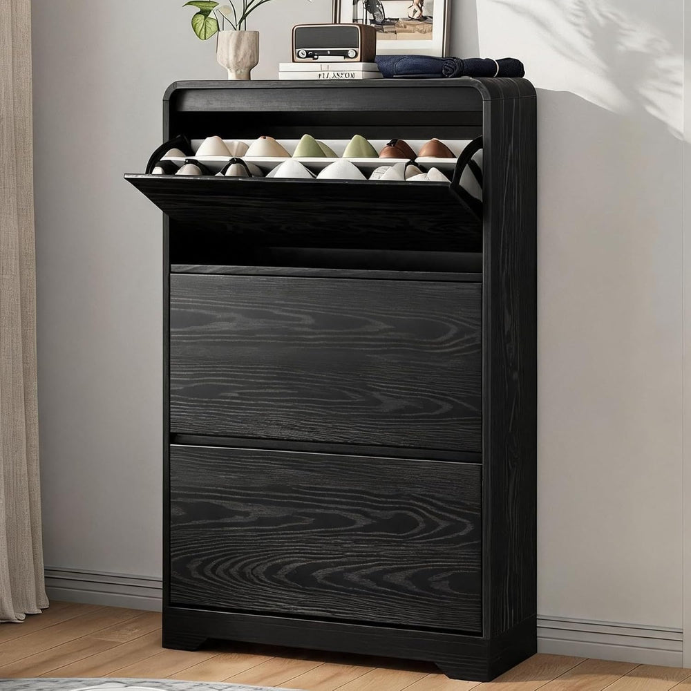 Garvee Hidden Shoe Cabinet, Black