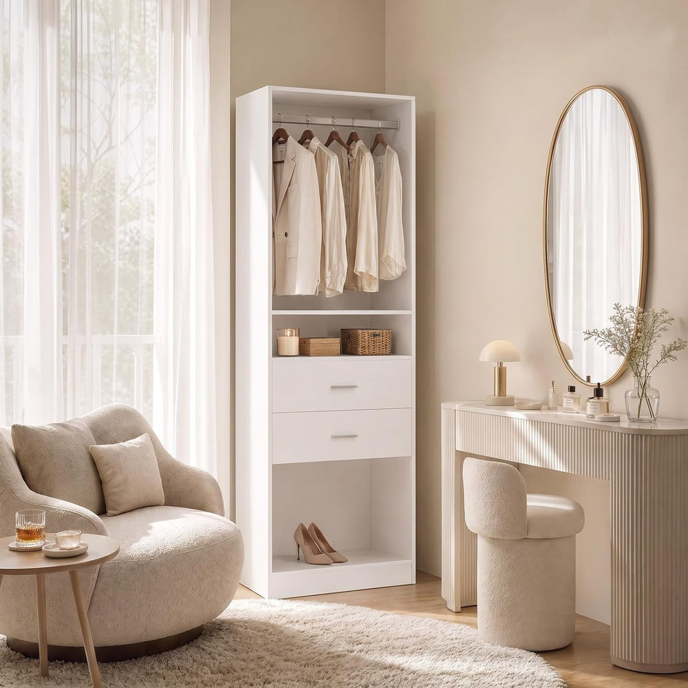 VOWNER 78.7'' H Closet Organizer System with Drawers, Small Closet Wa...