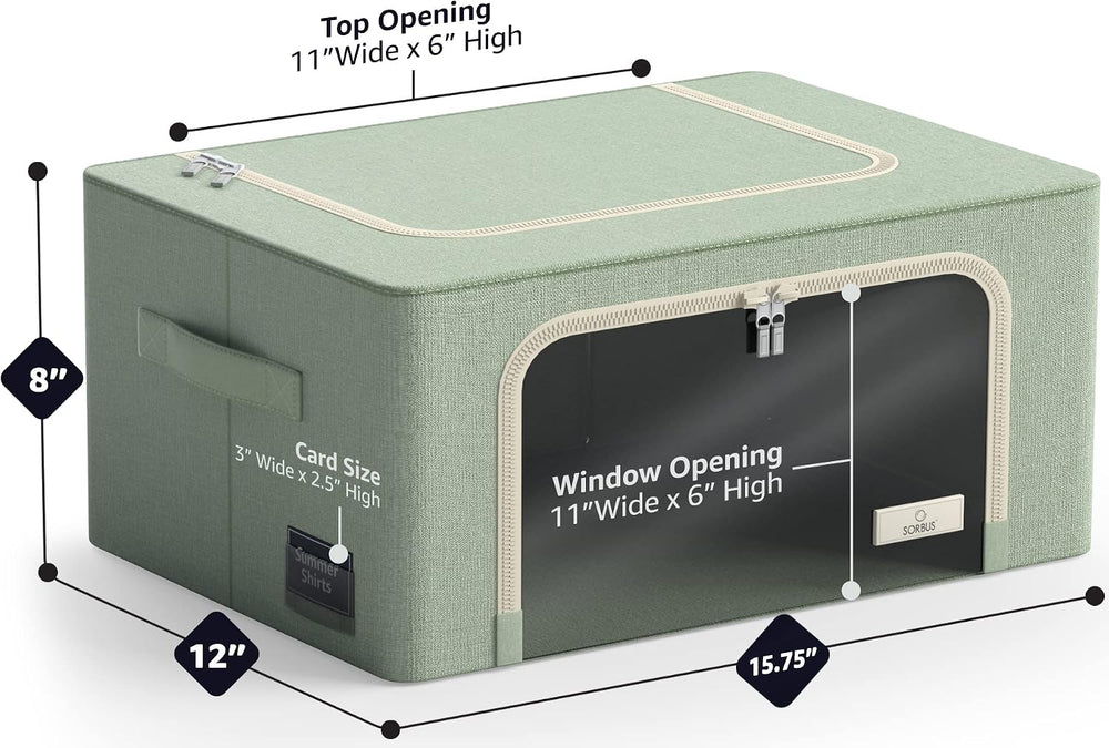 Sorbus Clothes Storage Bins, Clear Window & Handles (6 Pack, Teal)