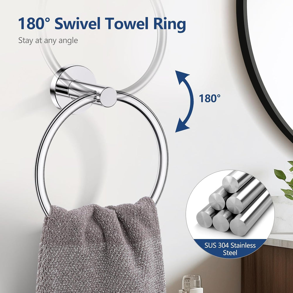 5 Piece Towel Racks for Bathroom, 23.6" Bathroom Hardware Set Chrome