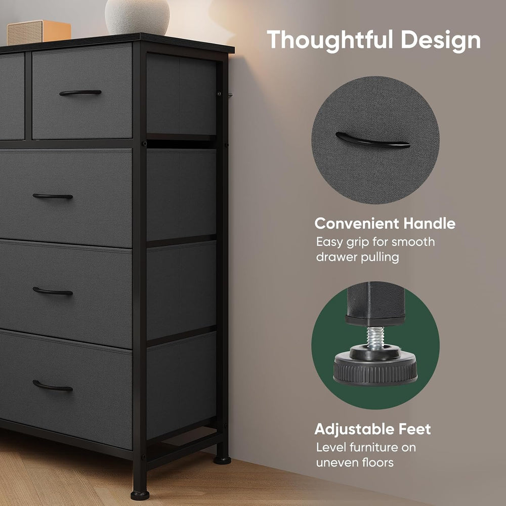 Fabric Dresser for Bedroom with 9 Drawers, Storage Tower