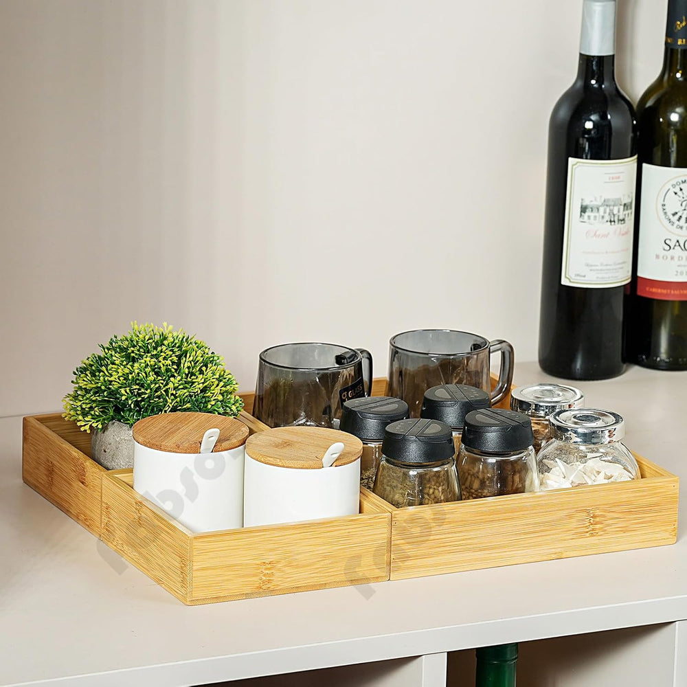 Fabsome Drawer Organizer, Set of 9 Bamboo Wood Kitchen Makeup Desk Junk Tea D...