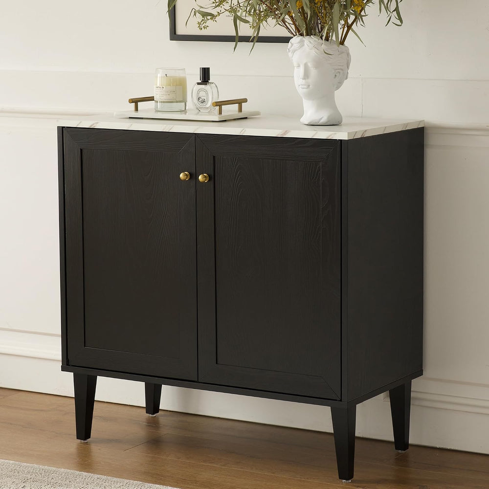 Storage Cabinets Set of 2 Credenza Buffets Adjustable Shelf WoodenTable Conso...