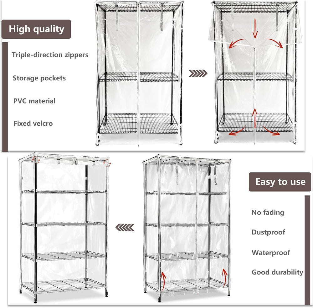 okcool Waterproof Shelf Cover,All Clear Wire Shelf Cover with Zipper,Transpar...