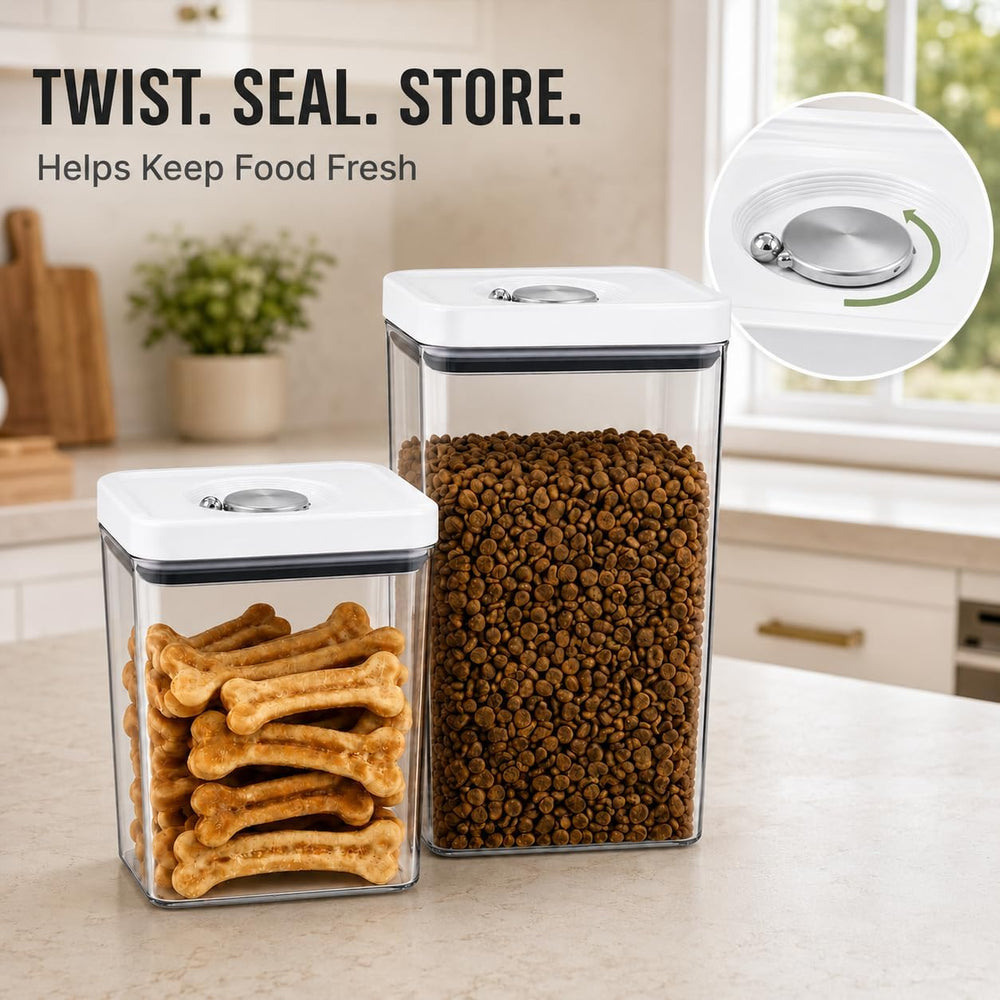 UFORU Dog and Cat Food Storage Containers, 3.1 and 4.4 Qt Airtight 2-Pack