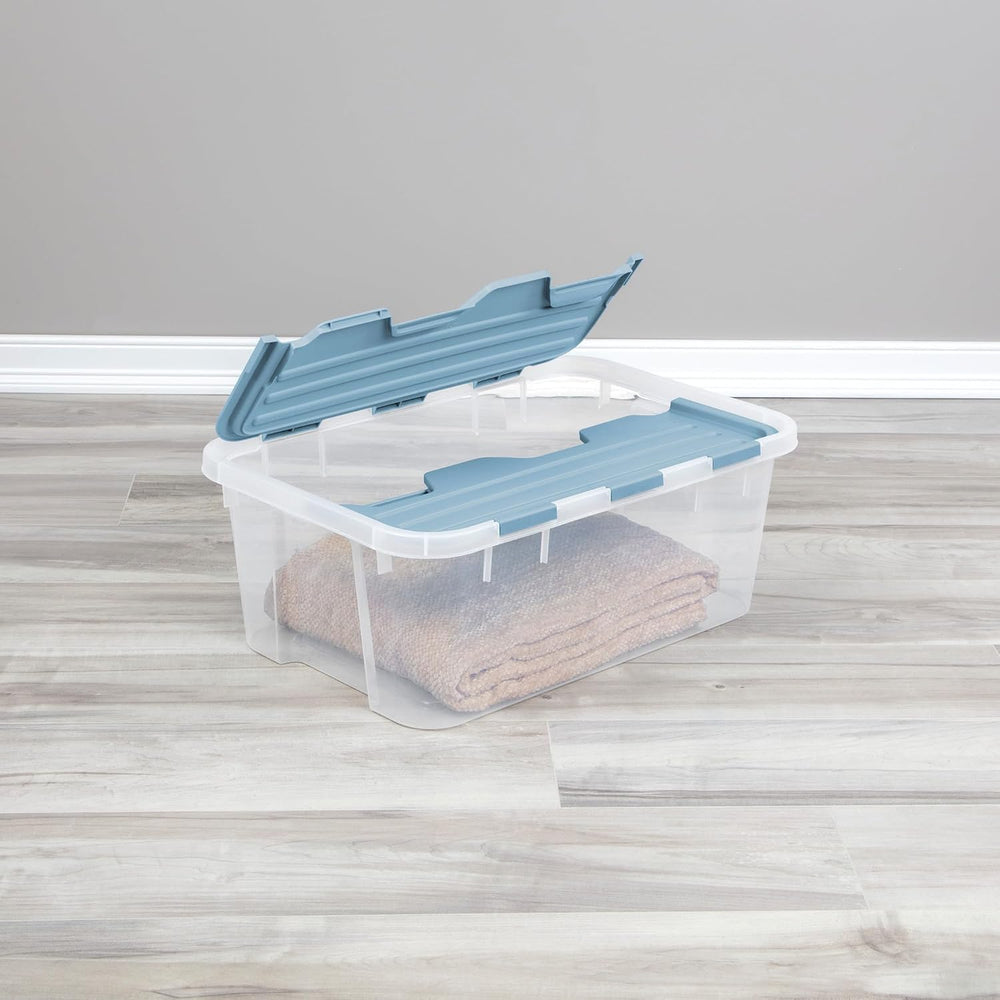 Sterilite Hinged Lid Storage Box, Plastic Container, 40 Quart, 6-Pack