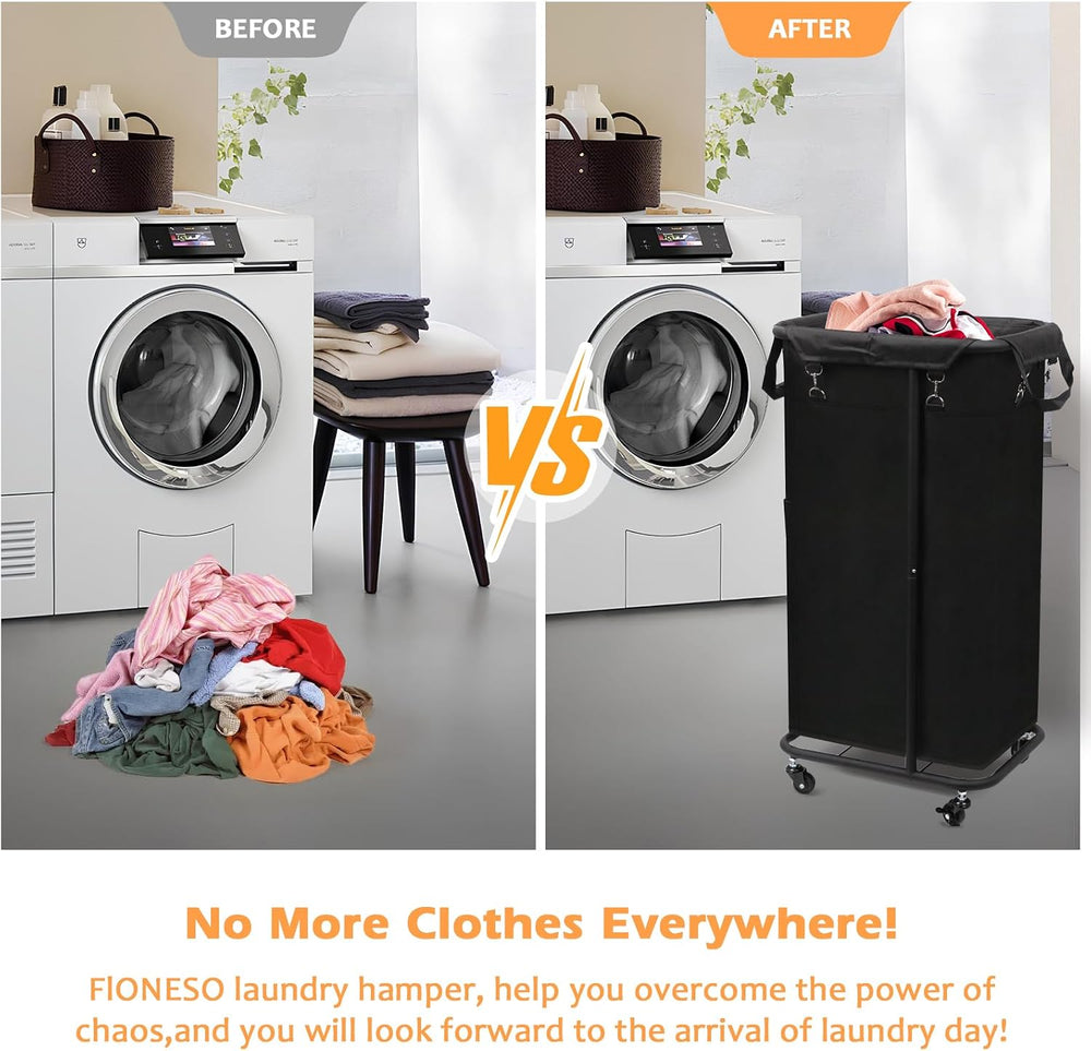 Longzhuo 180L Laundry Basket with Wheels, Rolling Laundry Basket with Removab...