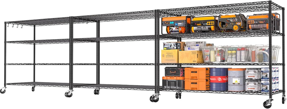 Heavy Duty Garage Shelving with Wheels: 55.5" W x 24" D x 81" ...