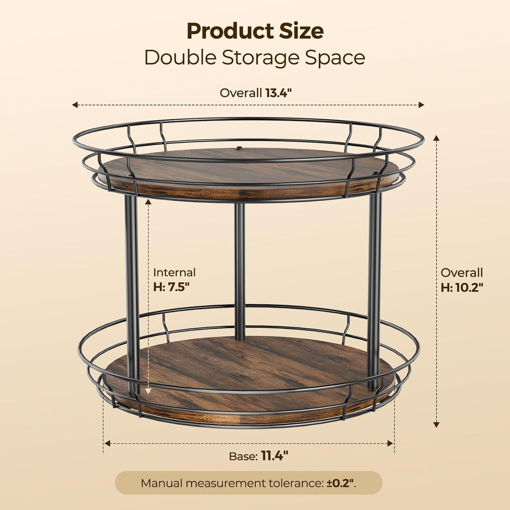 LAMU 2 Tier Lazy Susan Turntable Rotating Spice Rack Organizer for Cabinet