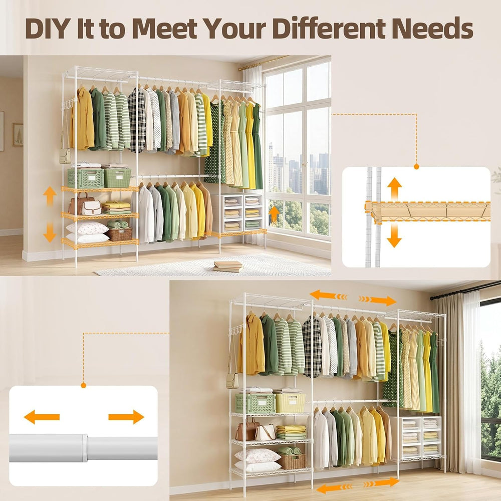 Expandable Clothes Rack, 15.7" D x (70.9"-90.6") W x 76.8&quot...