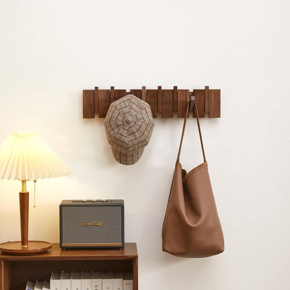 QUELLANCE Wood Coat Rack Wall Mount, Coat Hooks Hanger Wall Mounted, Heavy Du...