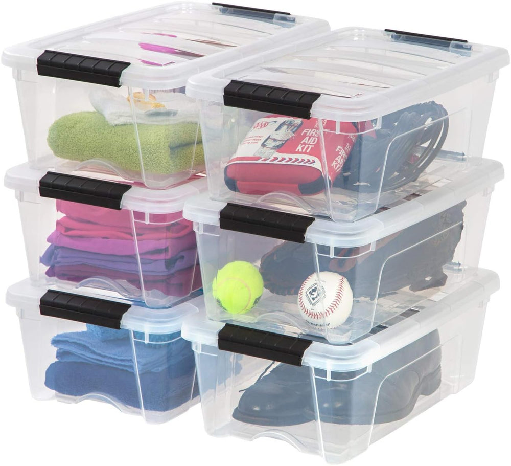 IRIS USA 6-Pack 13 Quart Storage Bins with Lids, Clear
