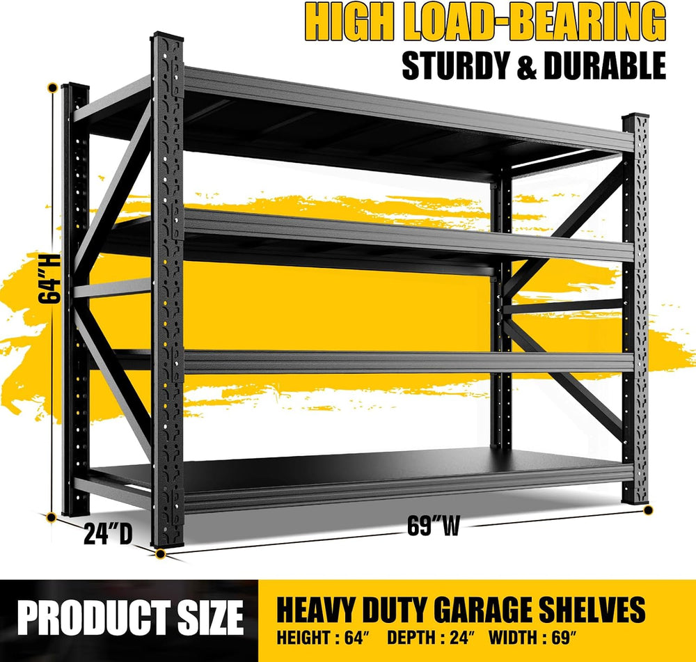 5000LBS Garage Shelving Heavy Duty, 4 Tier Adjustable Storage Shelves, Heavy ...