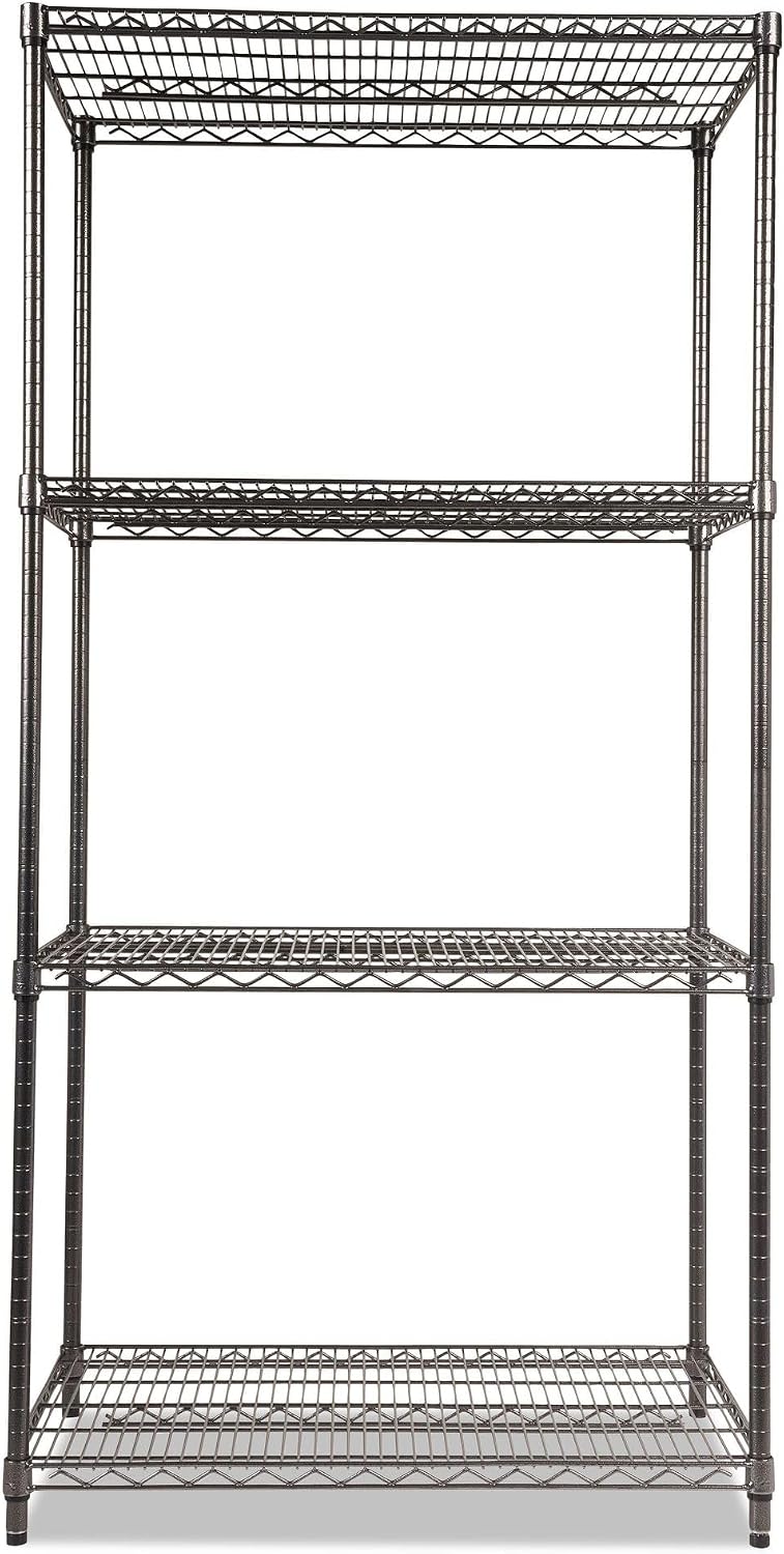 Alera Wire Shelving Starter Kit, Four-Shelf, 36w X 24d X 72h, Black Anthracite