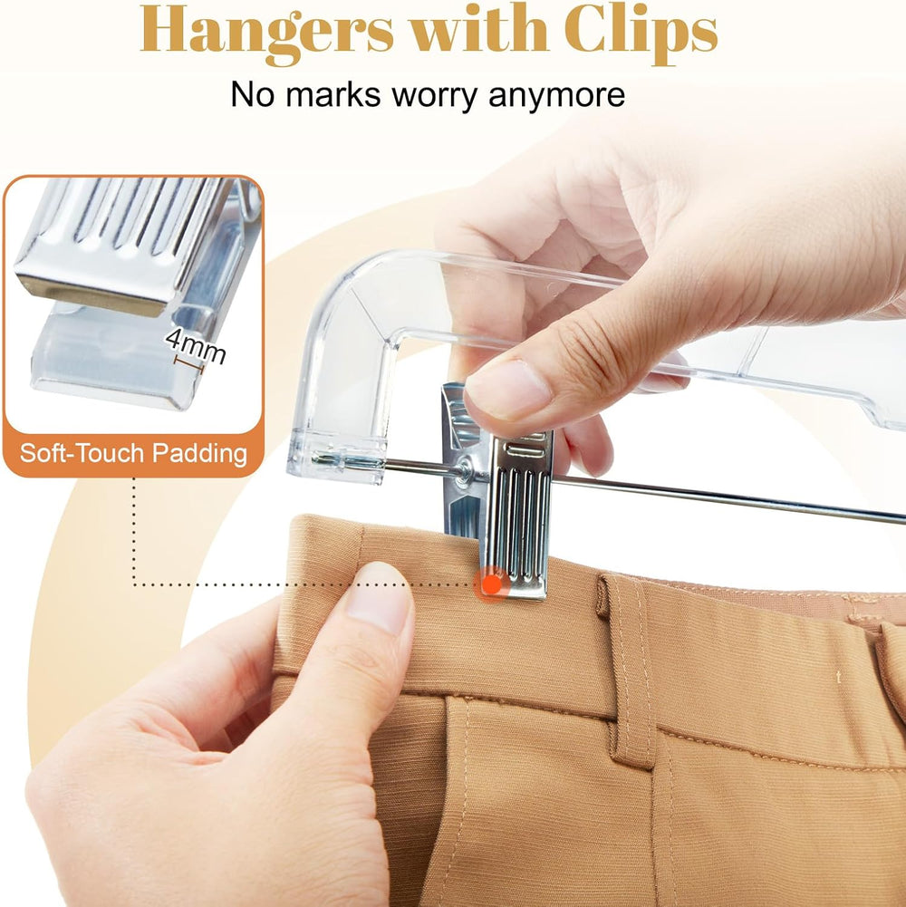 HOUSE DAY 100 Pack Plastic Skirt Hangers, 14'' Non Slip Clip Hangers