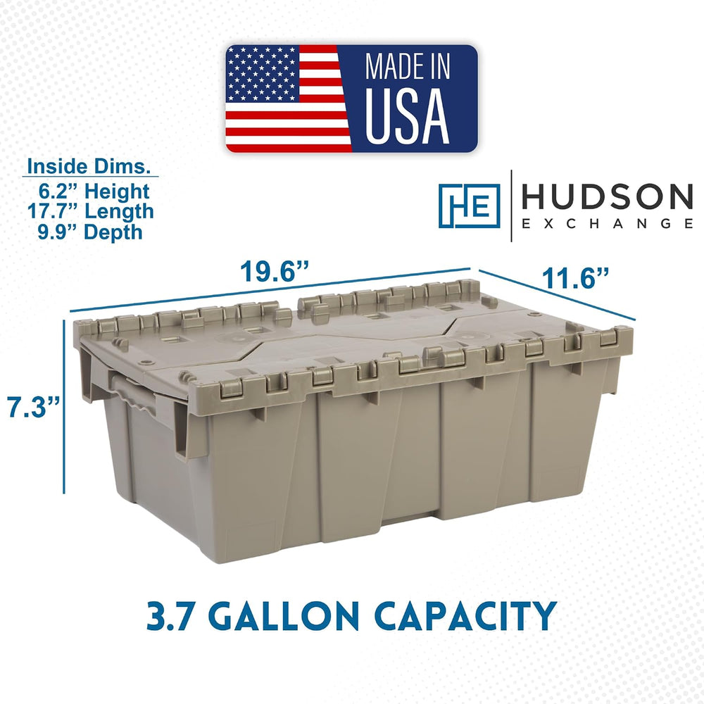 HE HUDSON EXCHANGE 19.6x11.6x7.3” (5 Pack, 3.7 Gallon) Tote with Attached Lid...